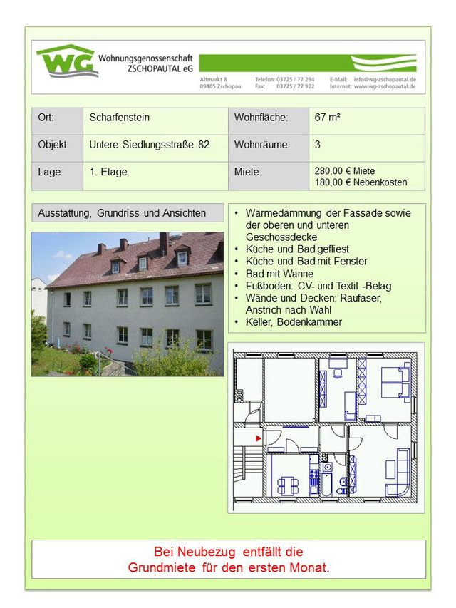 3-Raumwohnung - 67 m² Mittlere Siedlungsstraße 82, 1. WG