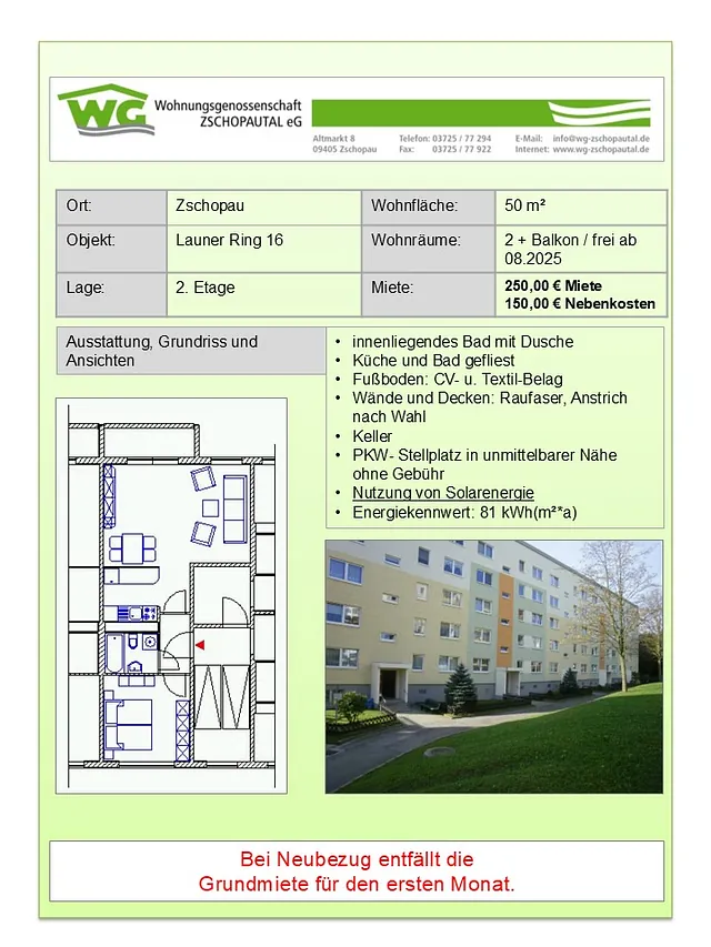 Wohnungsgenossenschaft Zschopautal eG - Angebote